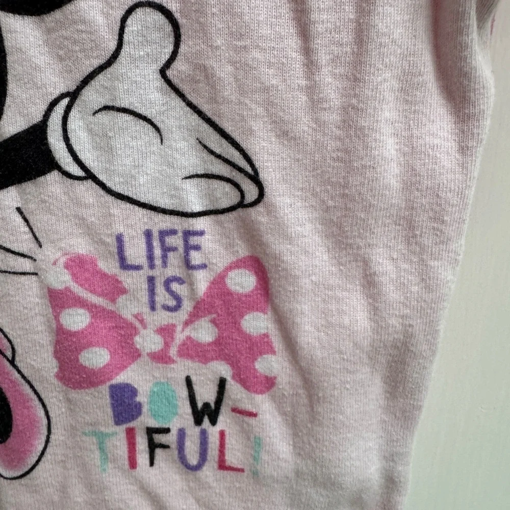 Disney Minnie Mouse 4T Girls Pink Life is Bowtiful Short Sleeve Pajama Top Tee